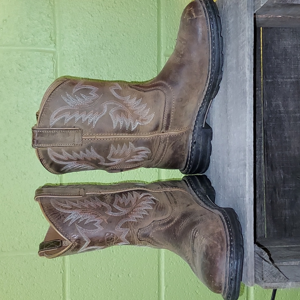 Ariat Brown Leather Short Western Work Boots